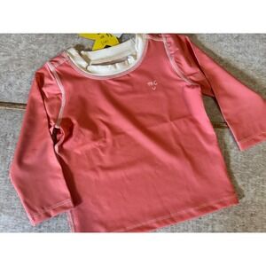 Mon Coeur Rash Guard Baby Girls 12–18M Coral Pink Long Sleeve Swim Shirt NWT‎